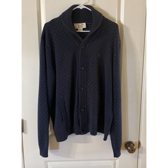 Penguin Blue Wool Blend Shawl Collar Cardigan Button‎ Sweater Mens – Size XL